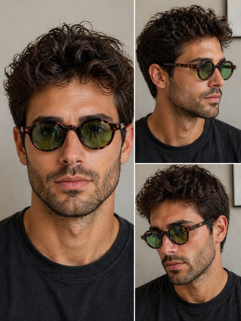 #3 Vintage inspired Round Tortoiseshell Sunglasses with Green Lenses